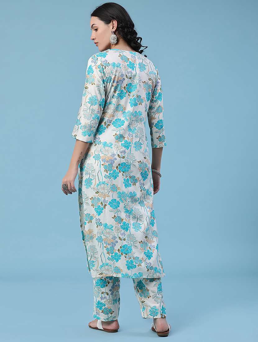 women printed three quarter sleeves ethnic co-ord set - 22458654 -  Standard Image - 3