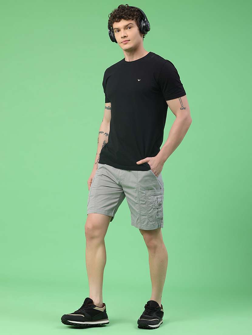 men solid mid rise regular fit cargo shorts - 22458668 -  Standard Image - 5