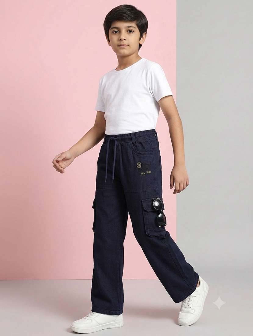boys solid mid rise cargo jeans