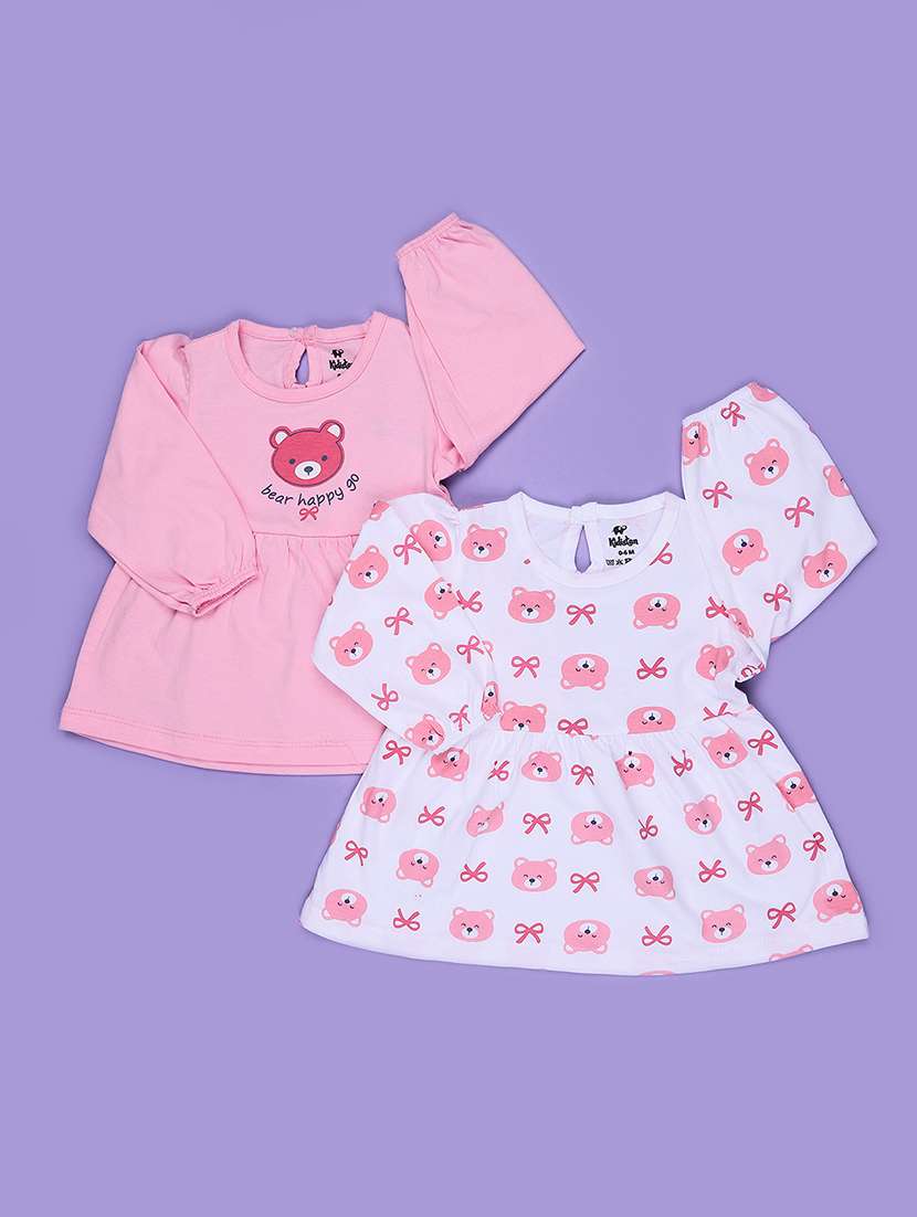 girls pack of 2 printed long sleeves frock
