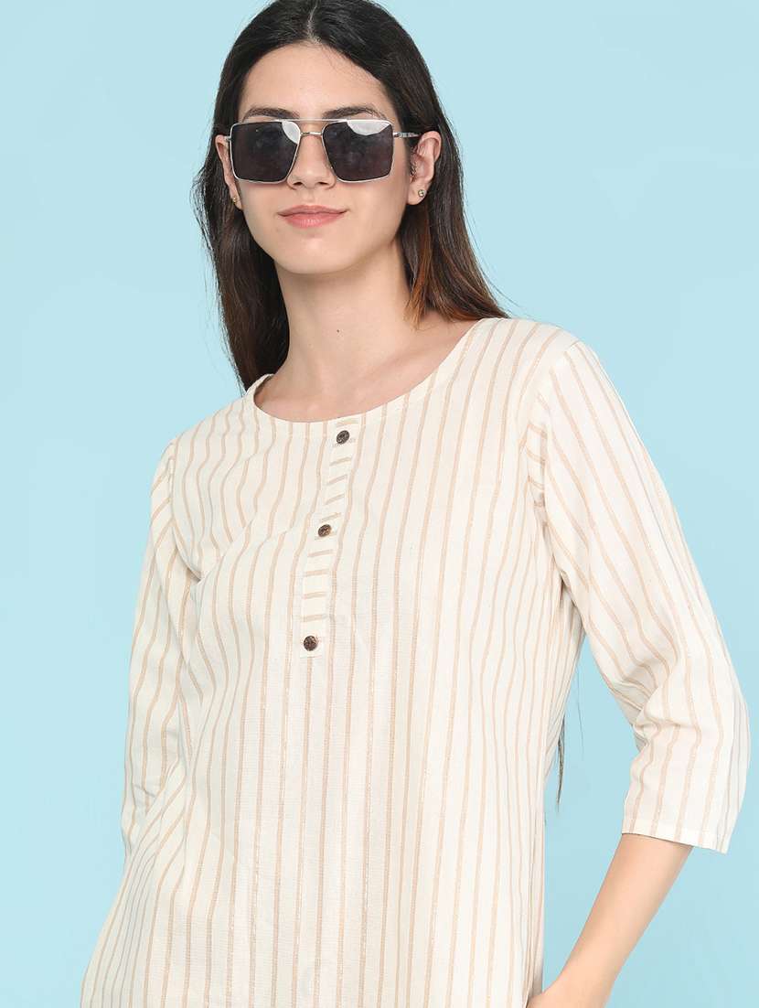 women printed three quarter sleeves straight kurta