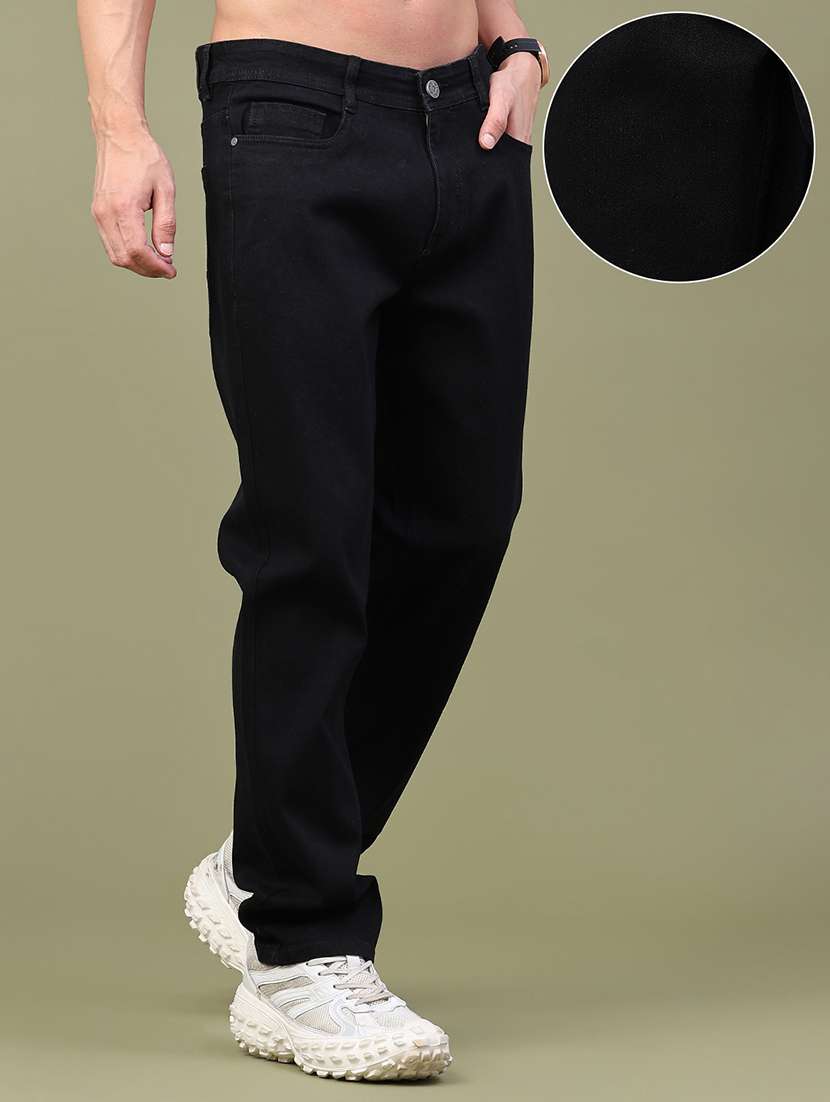 men plain mid rise full length straight jeans - 22458814 -  Standard Image - 3