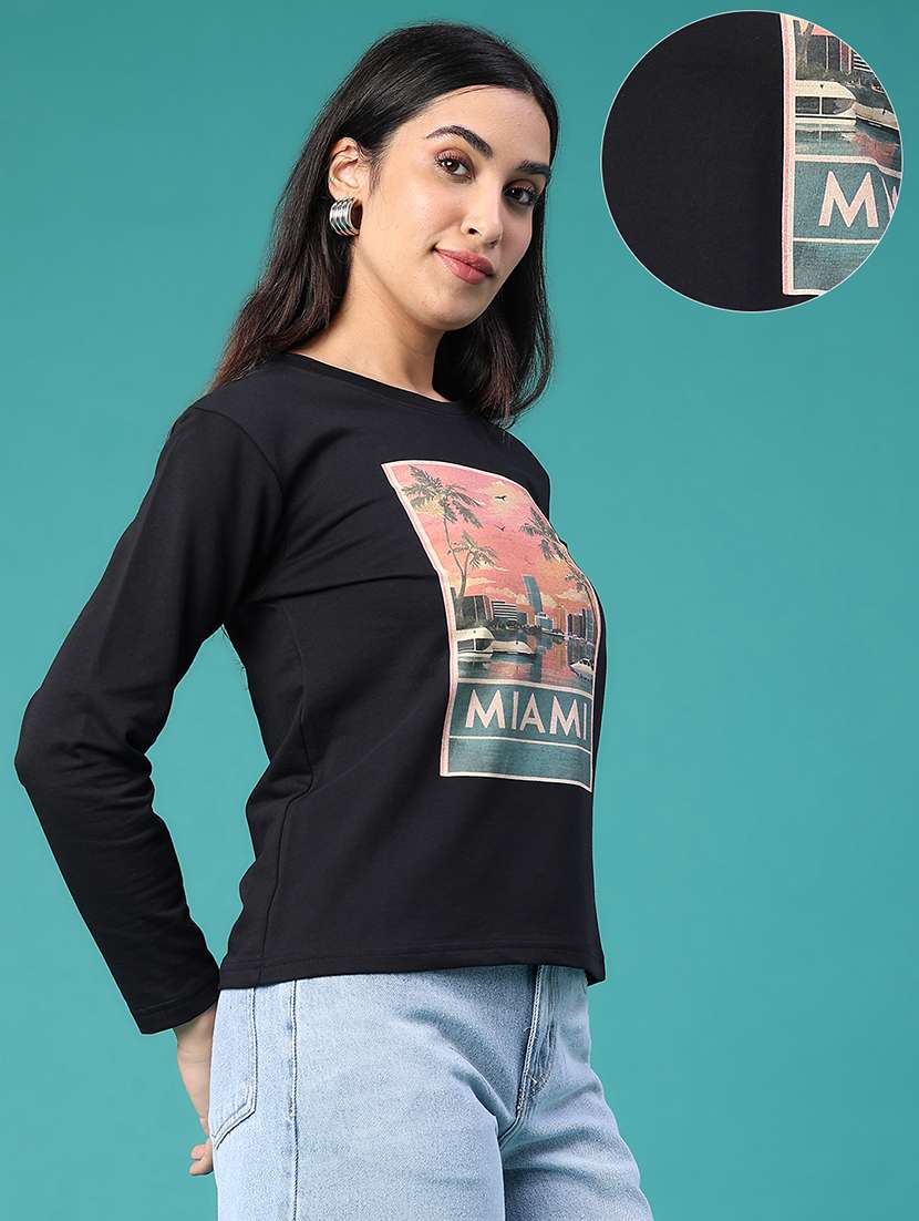 Women Printed Long Sleeves Regular Fit T-shirt - 22459162 -  Standard Image - 3