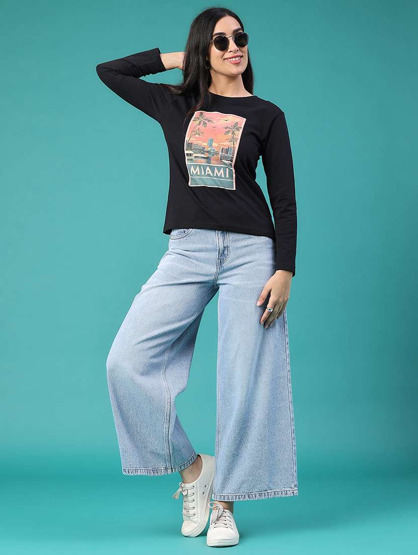 Women Printed Long Sleeves Regular Fit T-shirt - 22459162 -  Standard Image - 5