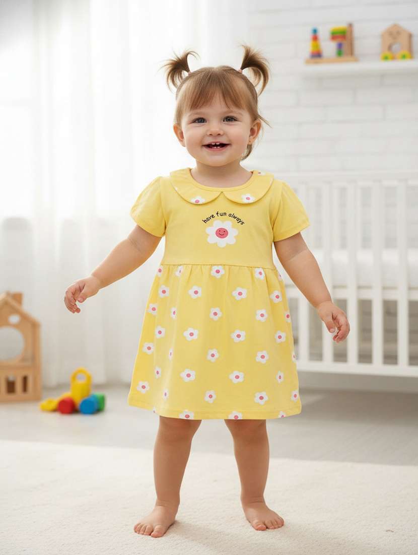 girls printed peter pan collar frock