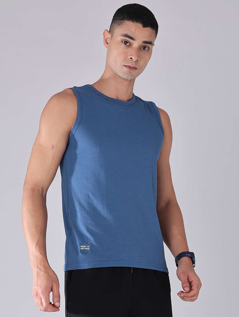 men solid round neck sleeveless t-shirt - 22459492 -  Standard Image - 3