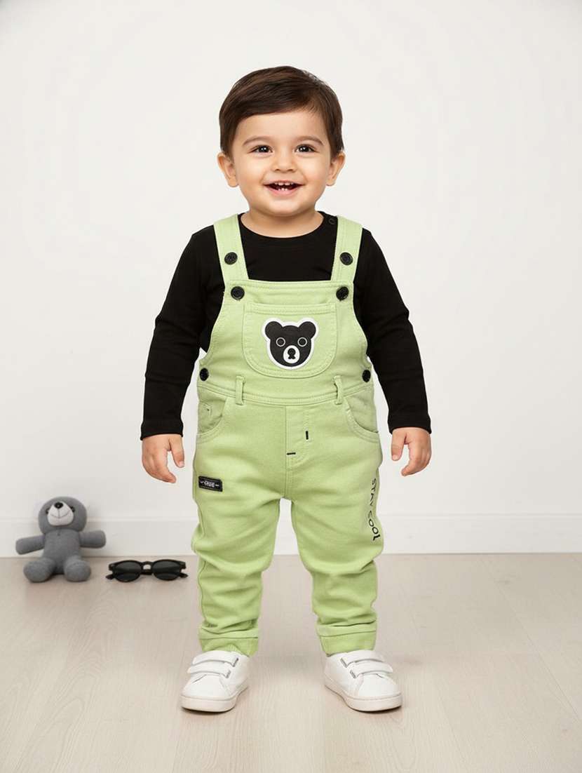boys printed long sleeves dungaree set