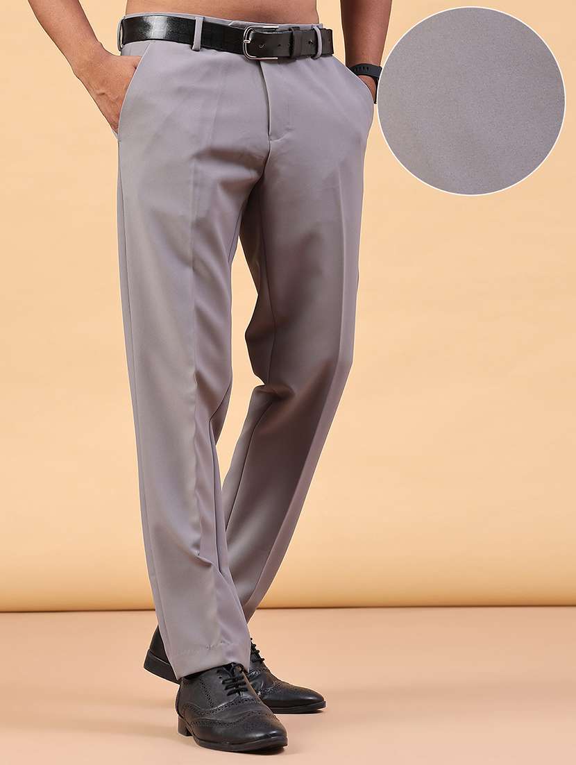 Men Solid Mid Rise Regular Fit Trouser - 22459654 -  Standard Image - 3