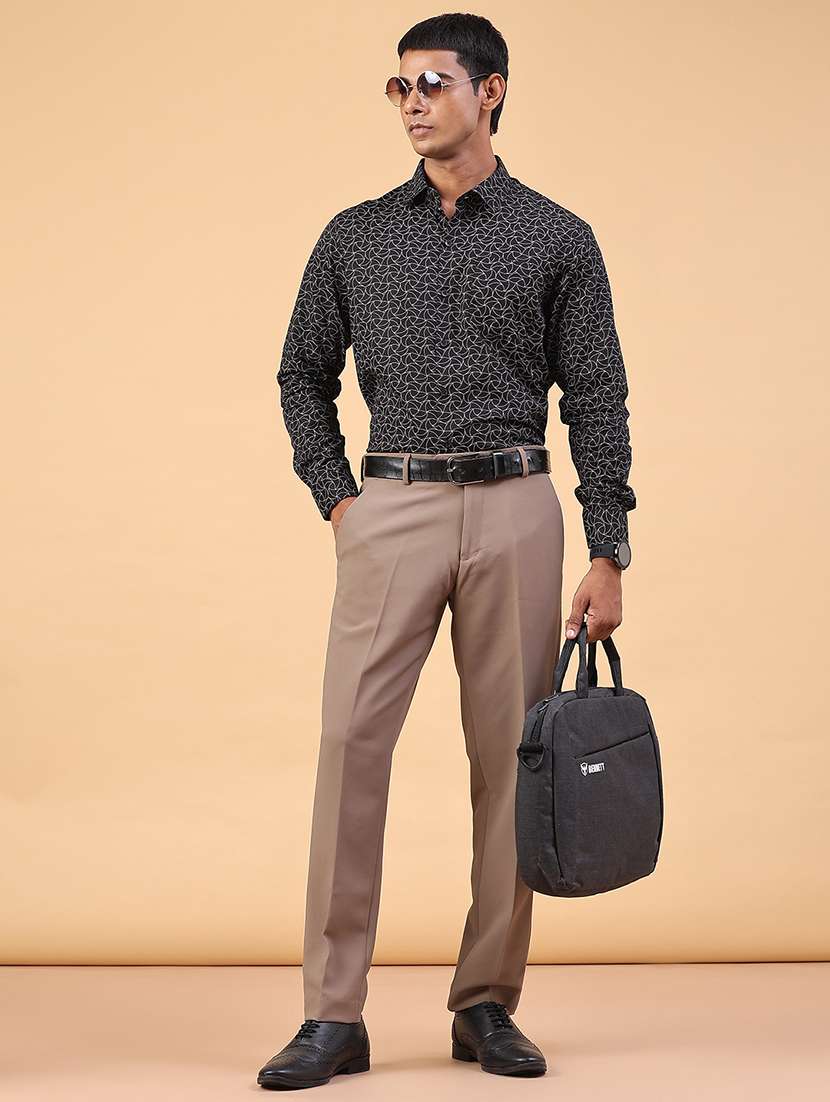 Men Solid Mid Rise Regular Fit Trouser - 22459655 -  Standard Image - 5