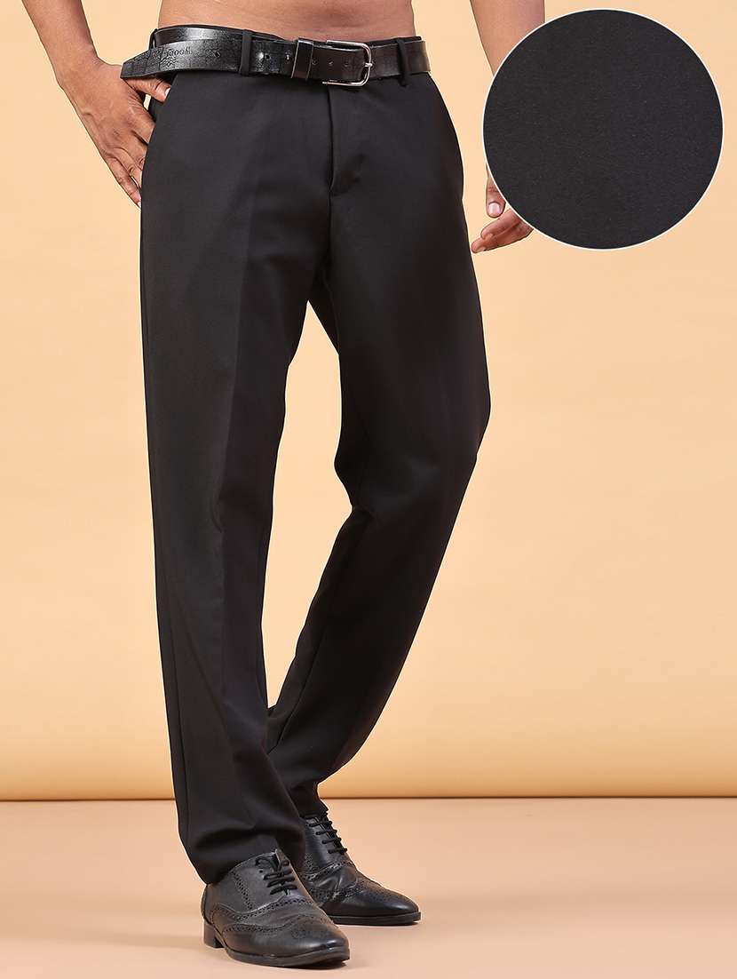 men solid mid rise regular fit trouser - 22459656 -  Standard Image - 3