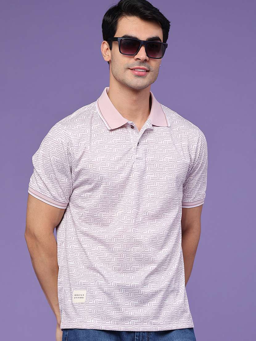 men printed short sleeve regular fit polo t-shirt