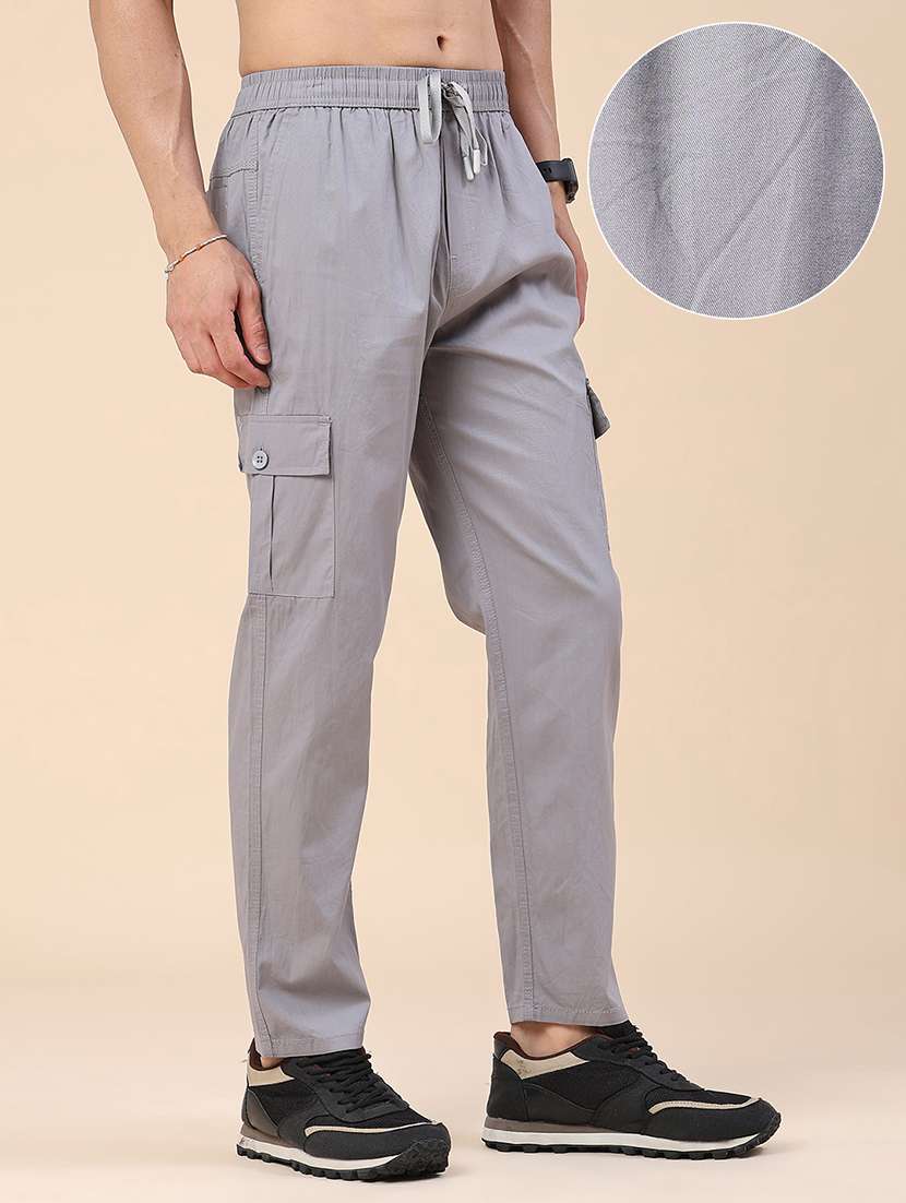 men solid mid rise regular fit cargo  - 22459764 -  Standard Image - 3