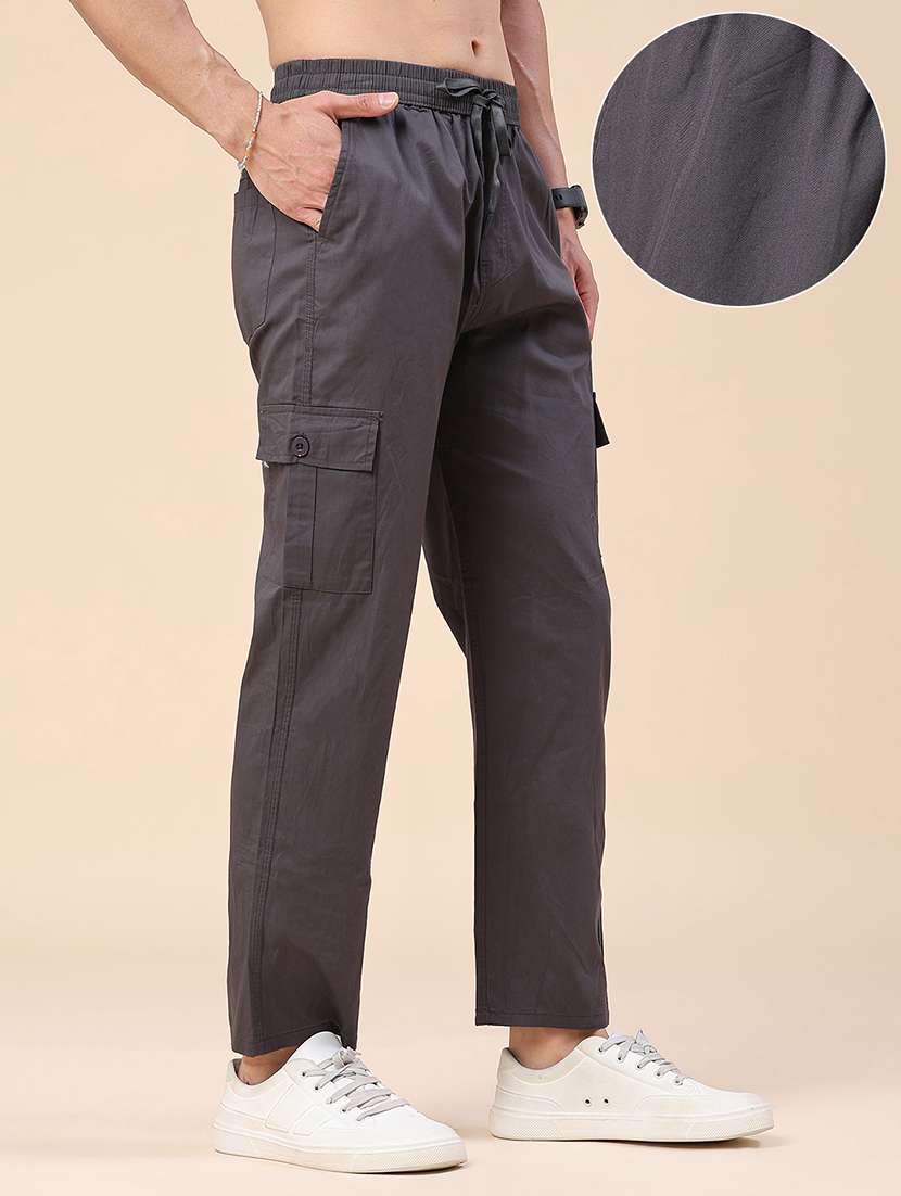 men solid mid rise regular fit cargo  - 22459765 -  Standard Image - 3