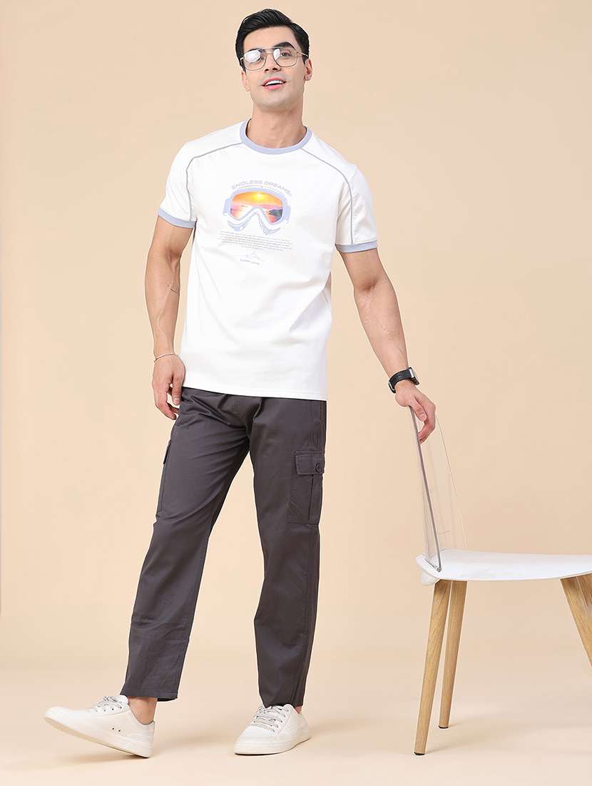 men solid mid rise regular fit cargo  - 22459765 -  Standard Image - 5