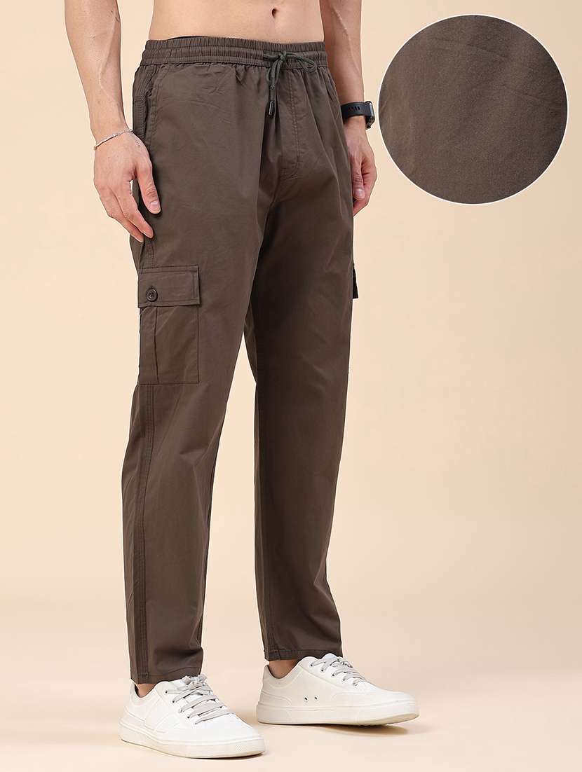 Men Solid Mid Rise Regular Fit Cargo - 22459766 -  Standard Image - 3