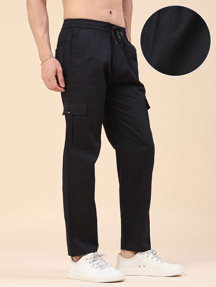 men solid mid rise regular fit cargo  - 22459768 -  Standard Image - 3