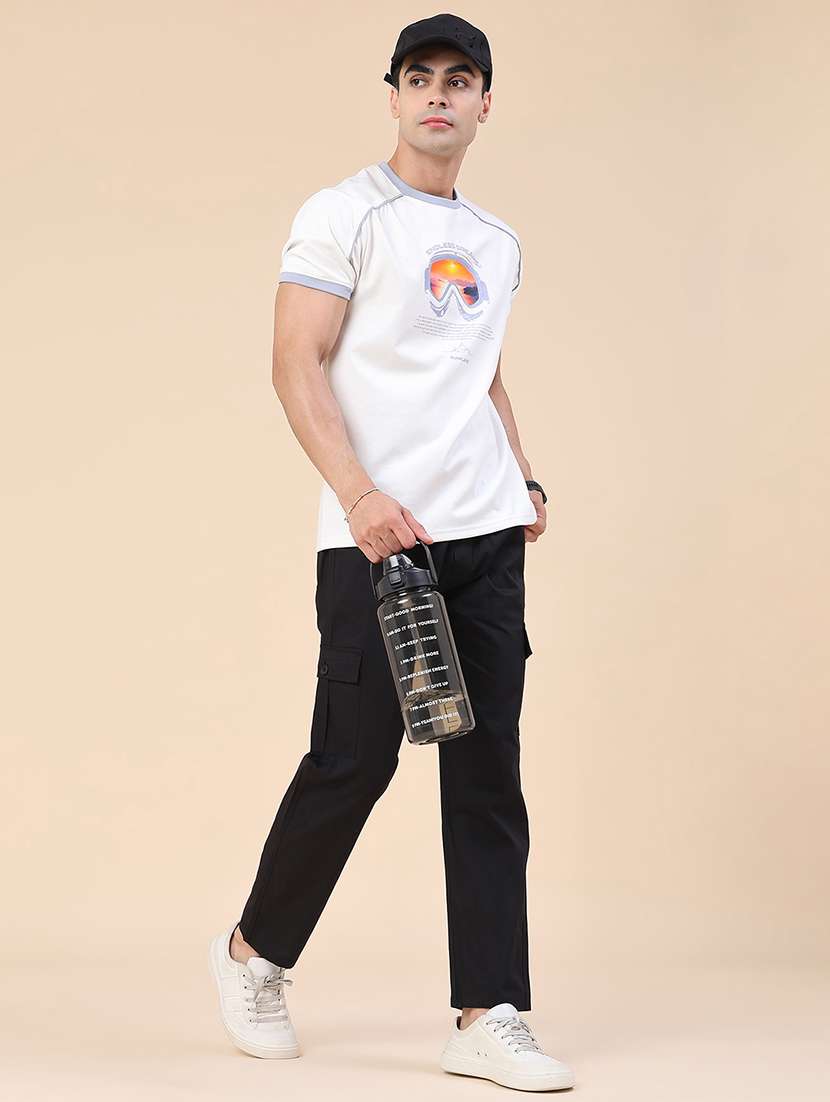 men solid mid rise regular fit cargo  - 22459768 -  Standard Image - 5