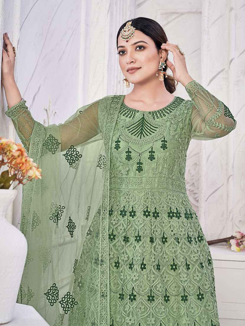 women solid with work semi stitched suit set - 22459932 -  Standard Image - 3