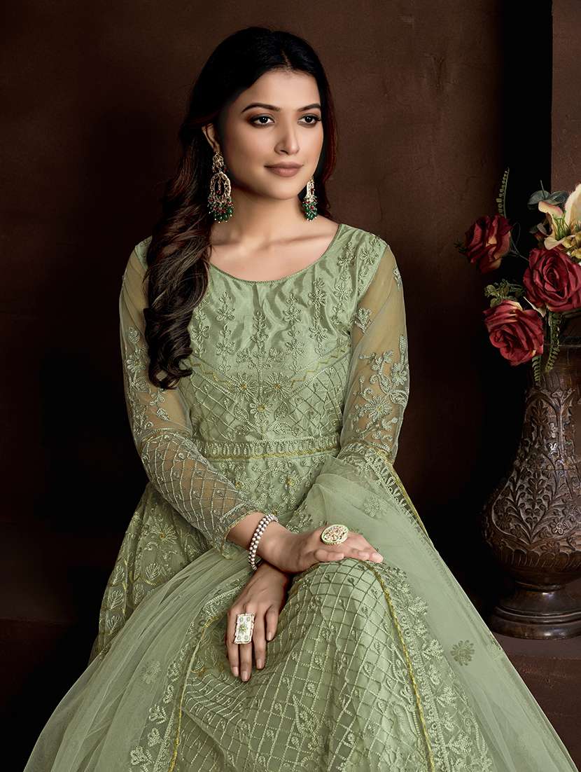 women solid with work semi stitched suit set - 22459934 -  Standard Image - 3
