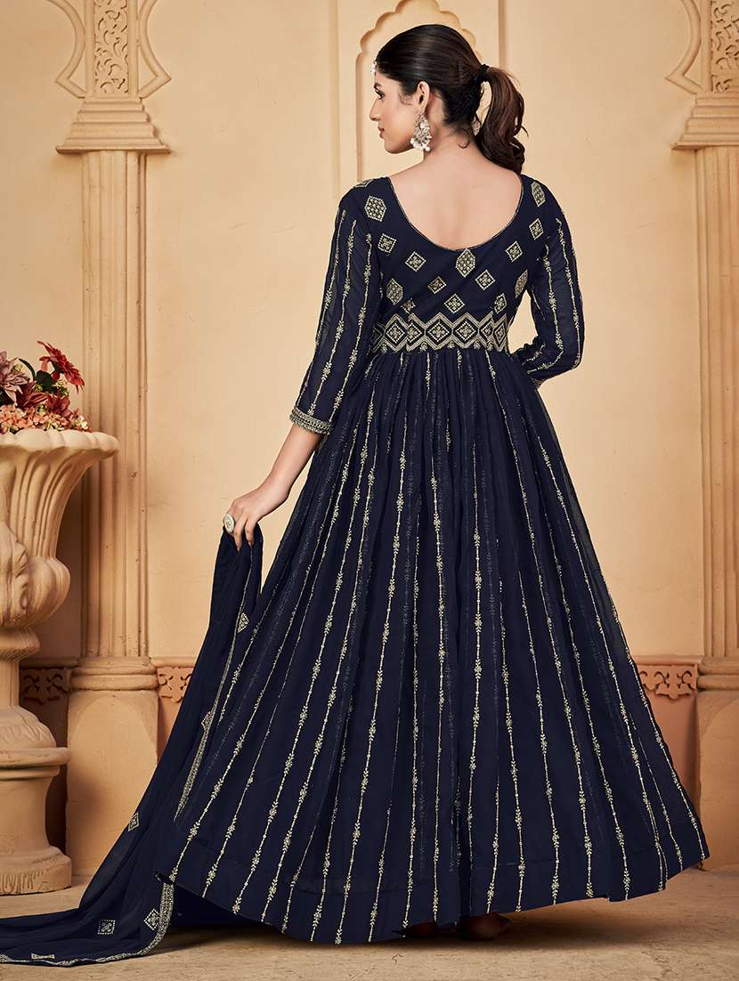 women solid with work semi stitched suit set - 22459936 -  Standard Image - 3