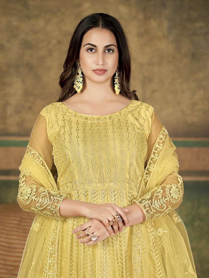 women solid with work semi stitched suit set - 22459939 -  Standard Image - 3