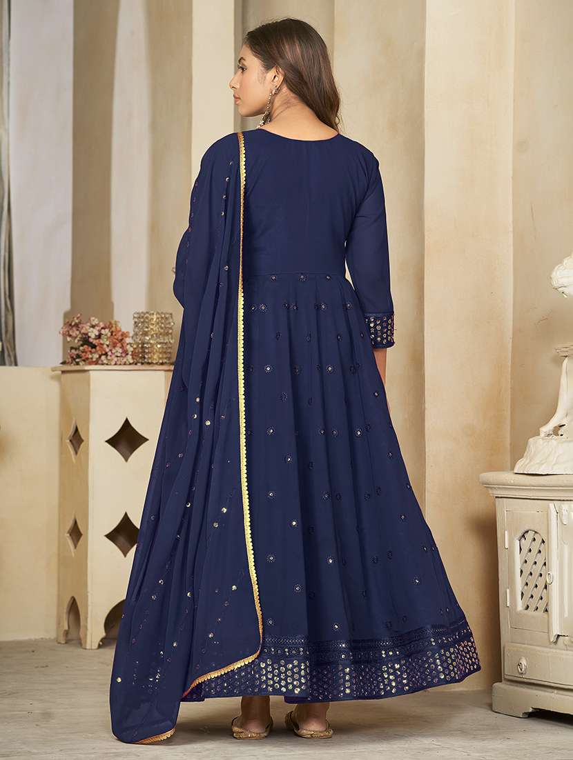 women solid with work semi stitched suit set - 22459948 -  Standard Image - 3