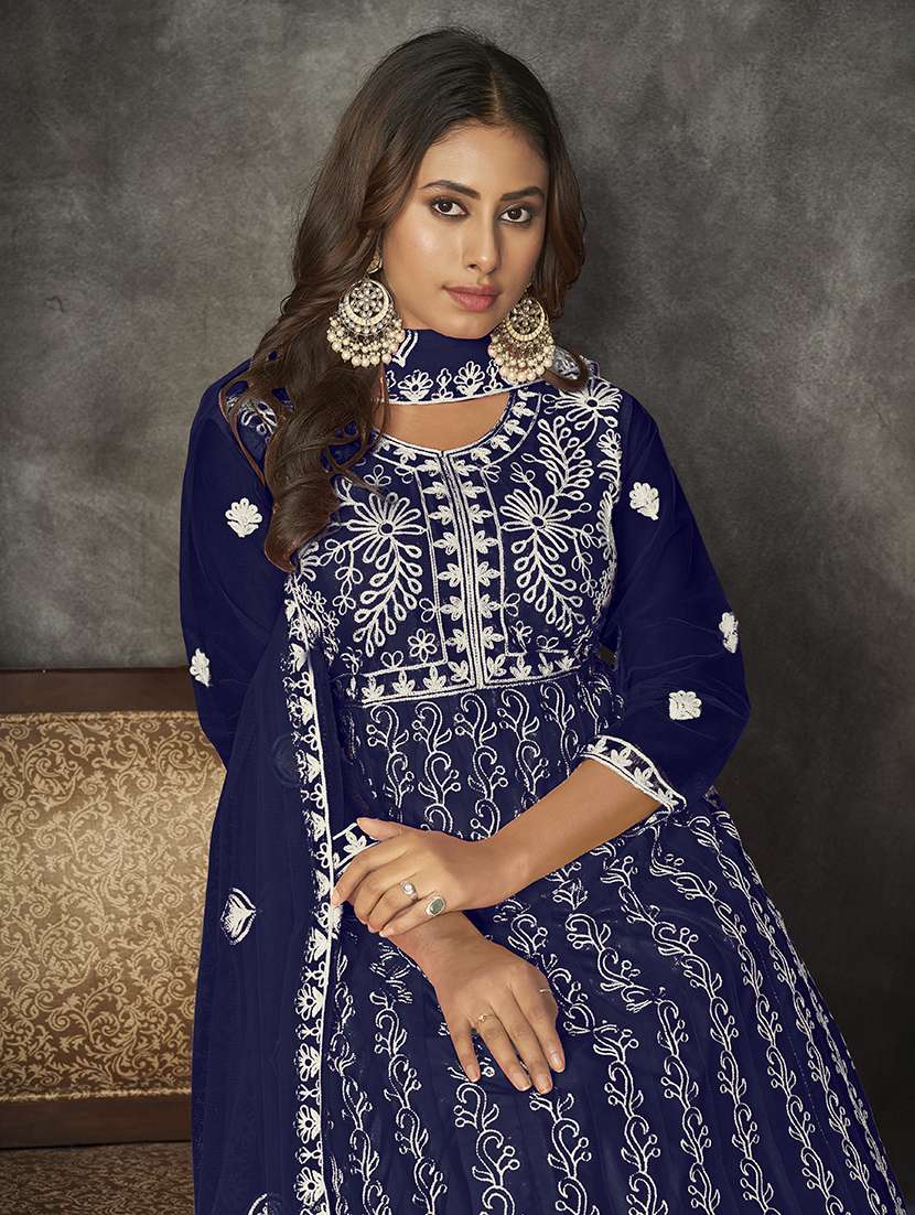 women solid with work semi stitched suit set - 22459955 -  Standard Image - 3