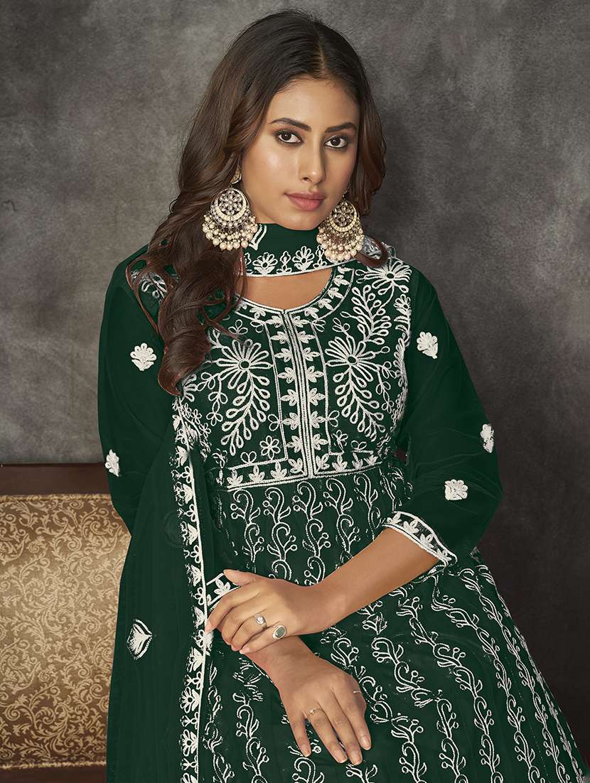 women solid with work semi stitched suit set - 22459956 -  Standard Image - 3