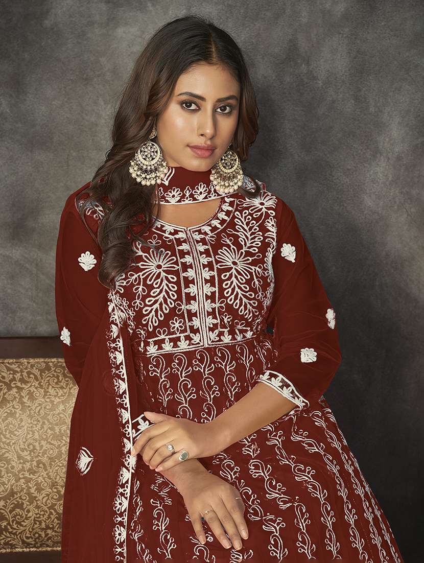 women solid with work semi stitched suit set - 22459957 -  Standard Image - 3