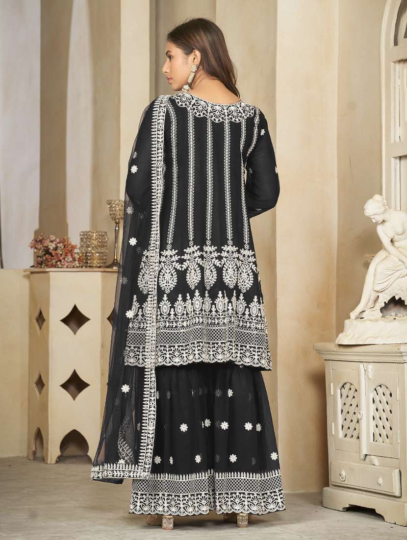 women solid with work semi stitched suit set - 22459969 -  Standard Image - 3