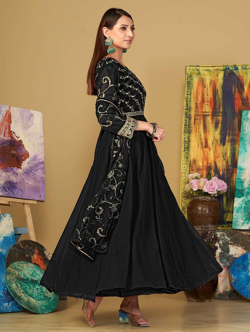 women solid with work semi stitched suit set - 22459970 -  Standard Image - 3