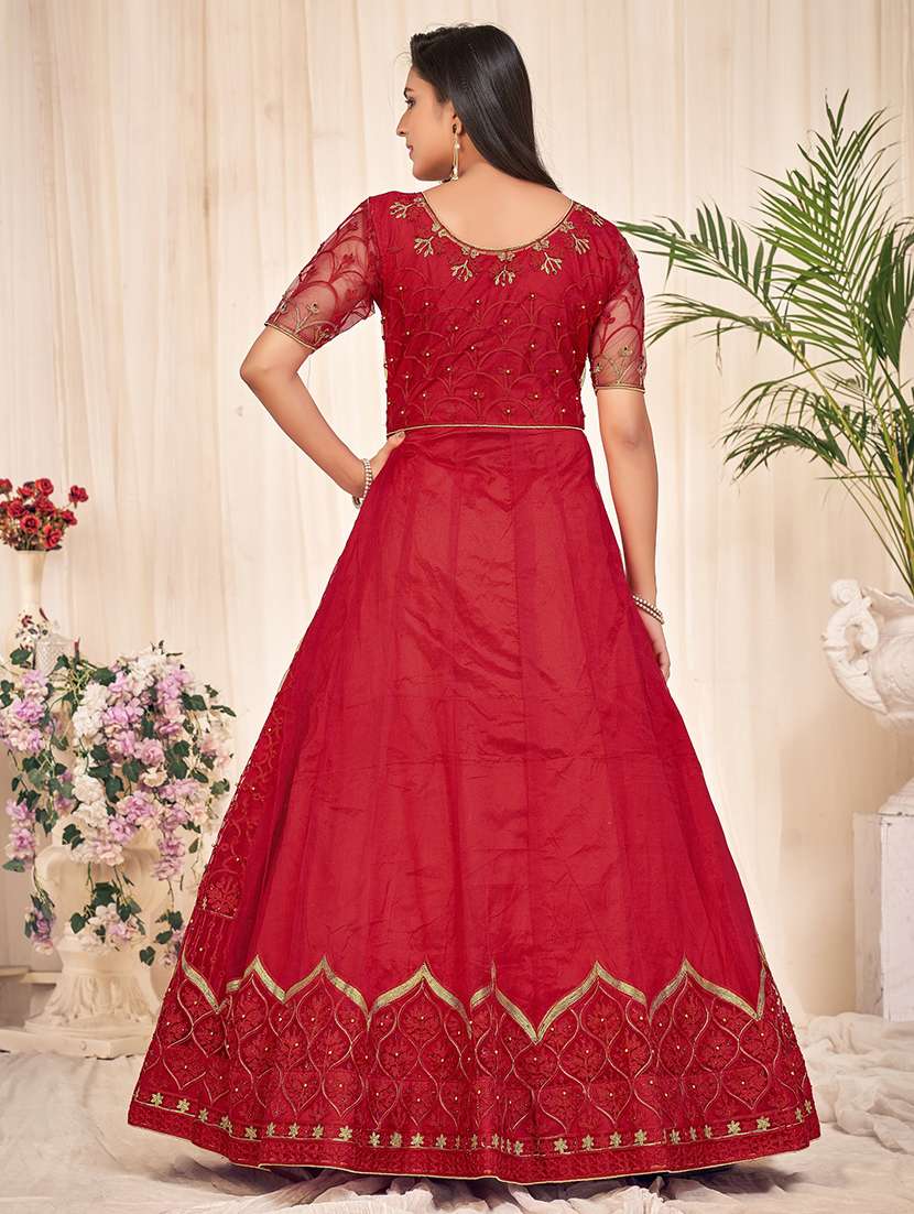 women self design red kurta pant set - 22460008 -  Standard Image - 3