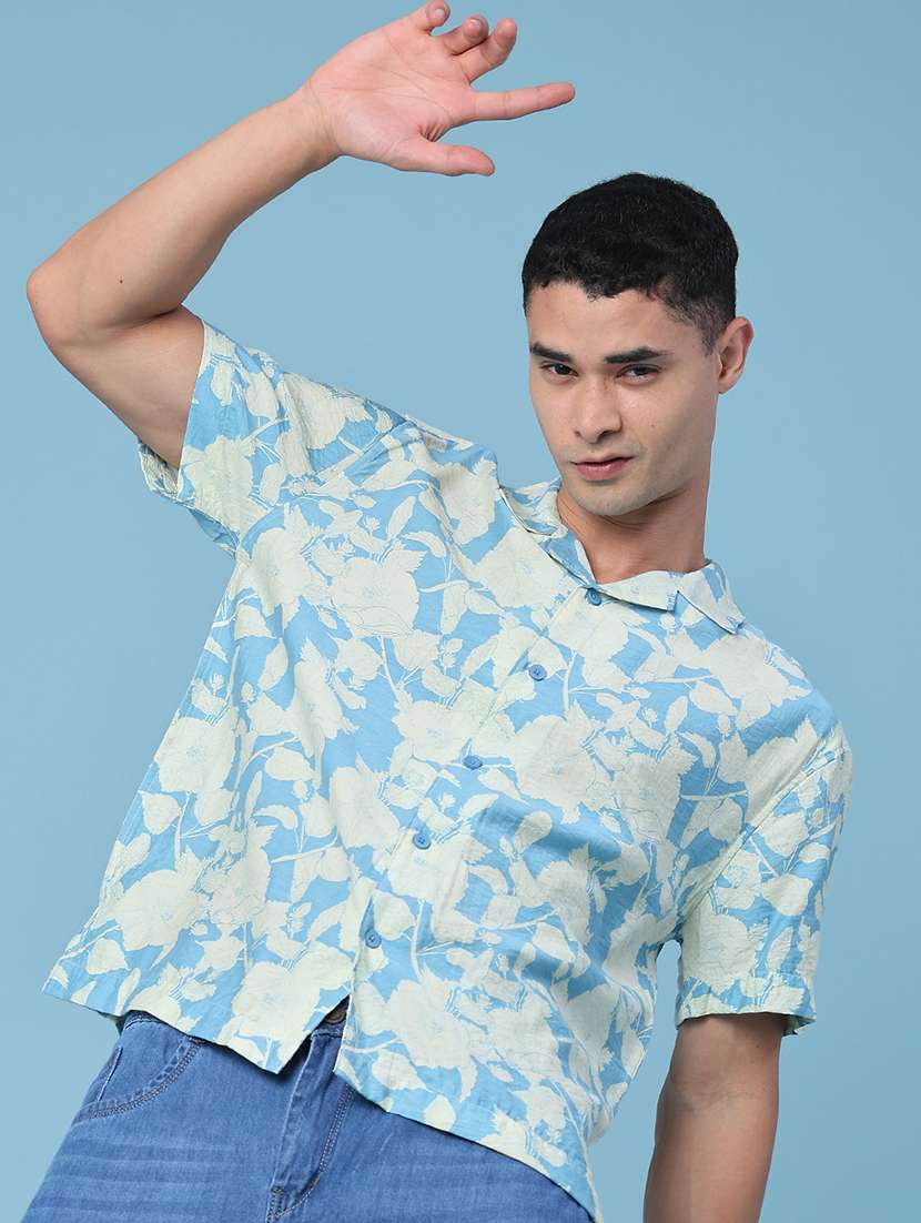 men printed short sleeve loose fit casual shirt - 22460172 -  Standard Image - 3