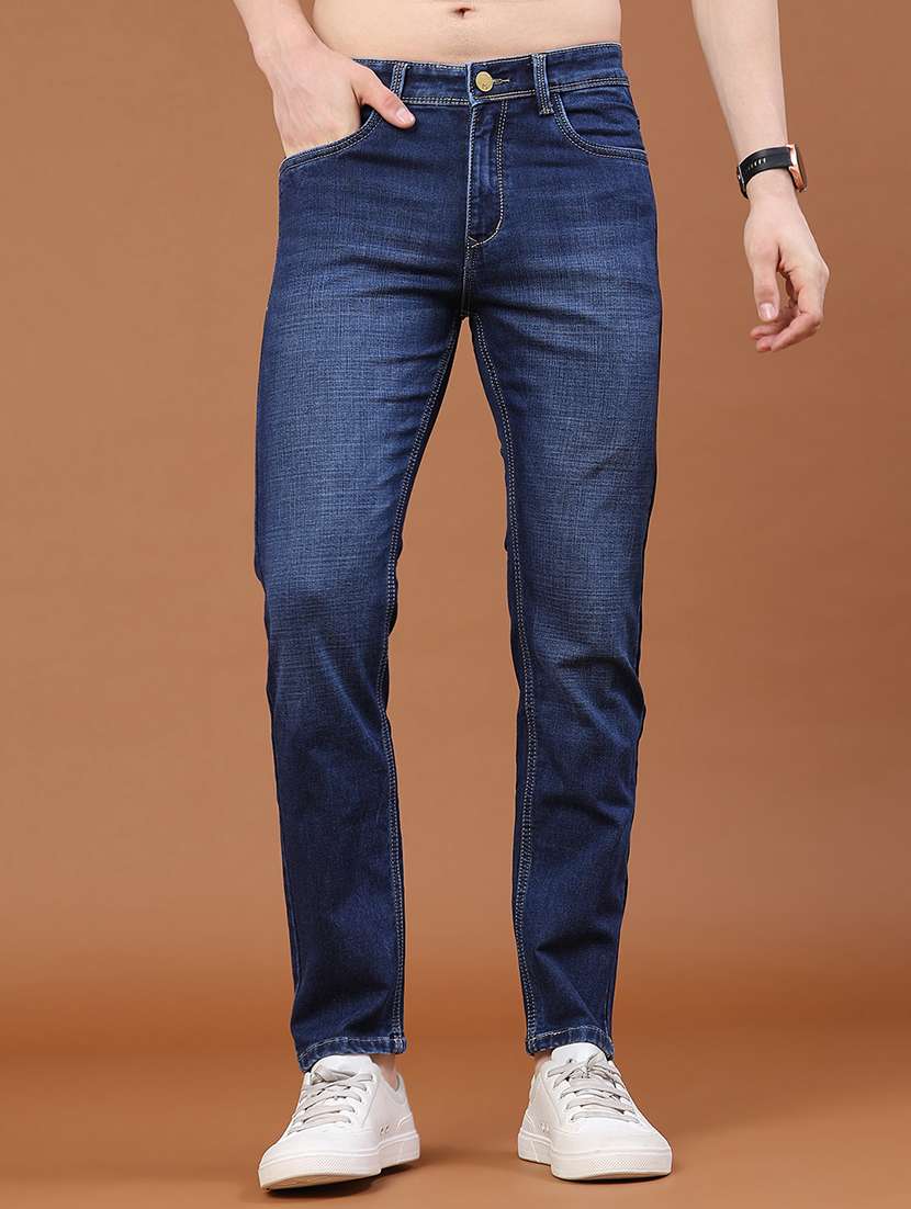 men washed mid rise full length skinny fit jeans