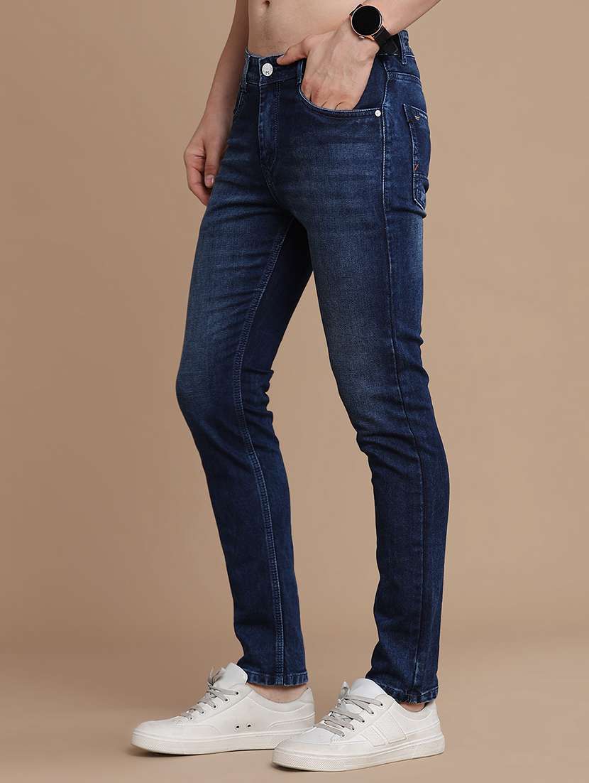 men washed mid rise full length skinny fit jeans - 22460221 -  Standard Image - 3