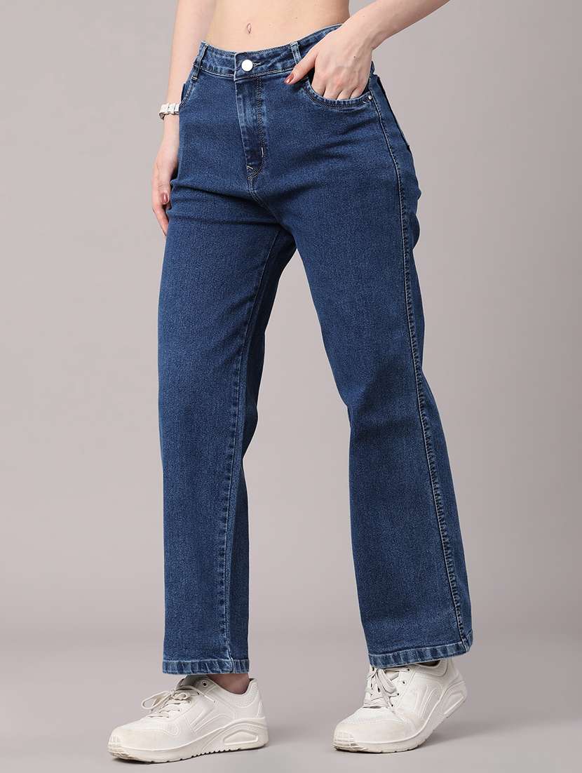 women solid mid rise straight fit jeans - 22460323 -  Standard Image - 3