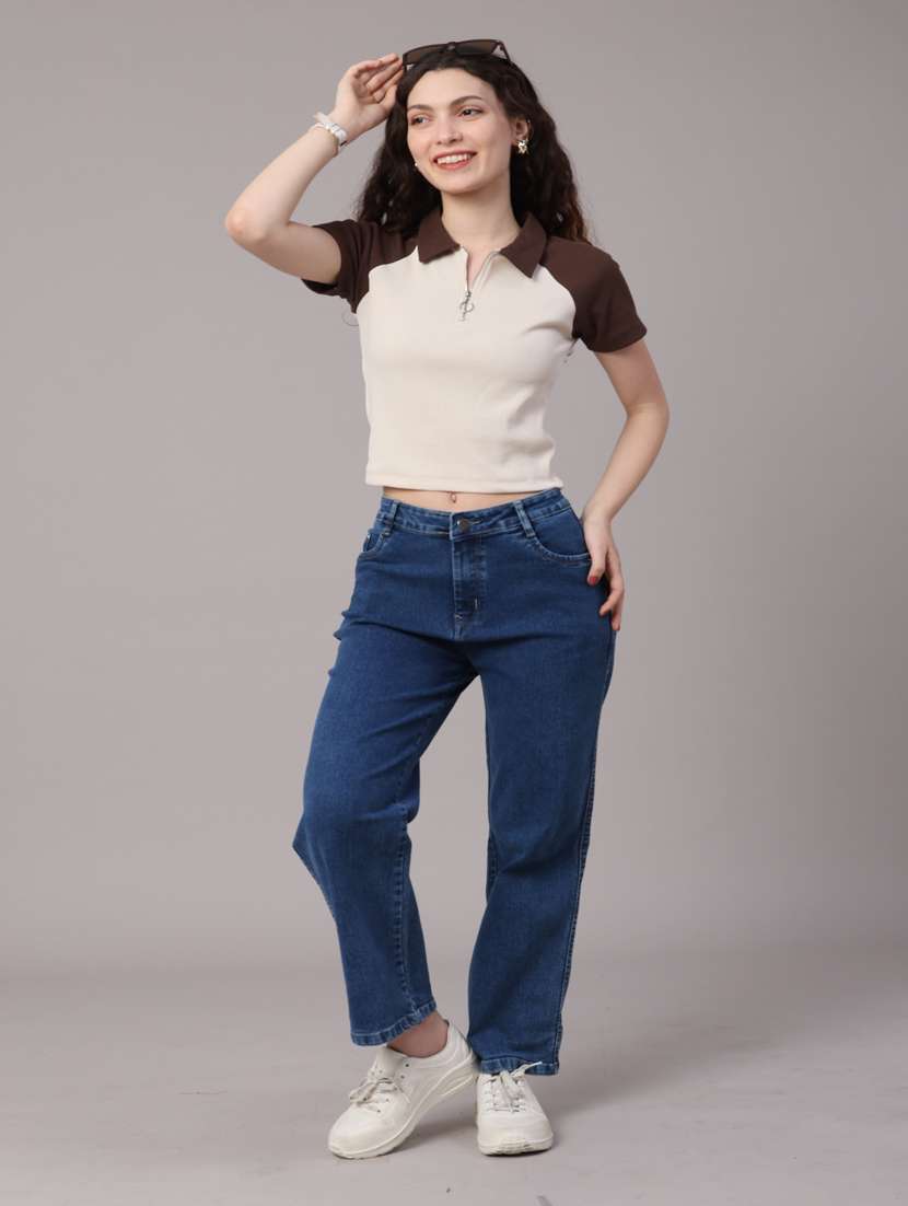 women solid mid rise straight fit jeans - 22460323 -  Standard Image - 5