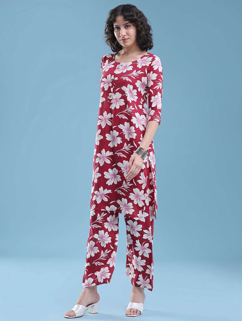 women floral three quarter sleeve ethnic co-ord set - 22460335 -  Standard Image - 5