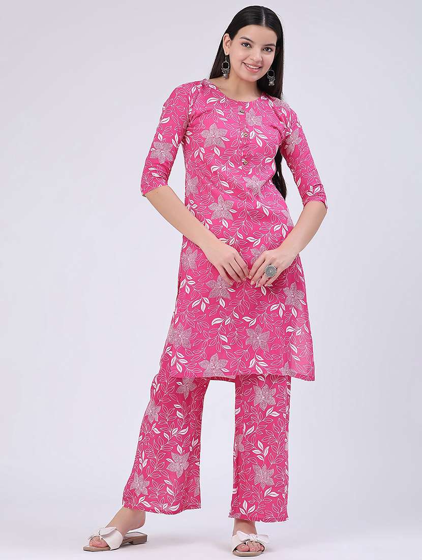 Women Floral Three Quarter Sleeve Ethnic Co-ord Set - 22460337 -  Standard Image - 3