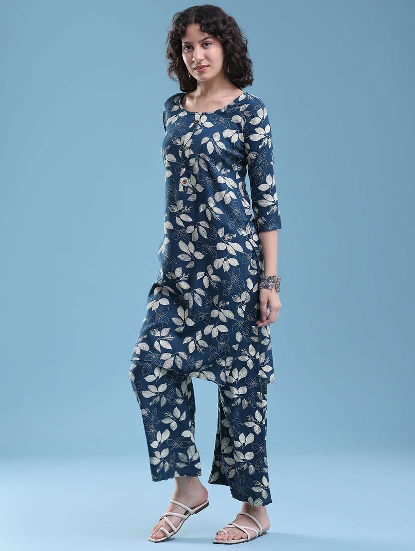 women printed three quarter sleeve ethnic co-ord set - 22460348 -  Standard Image - 3