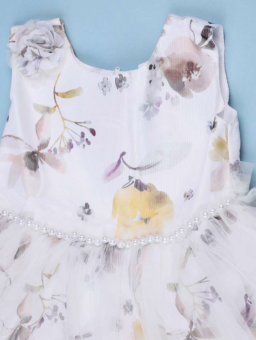 Girls Printed Sleeveless Fit And Flare Frock - 22460447 -  Standard Image - 3