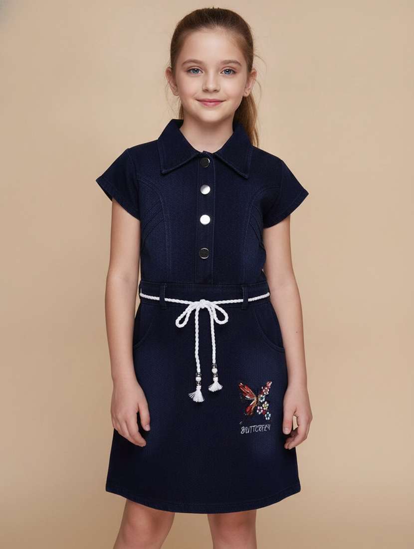 girls printed short sleeves a-line dress