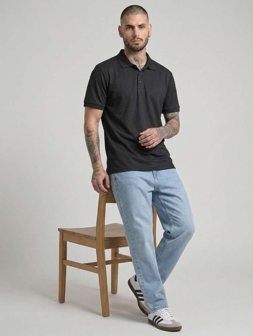 men solid short sleeve regular fit polo t-shirt