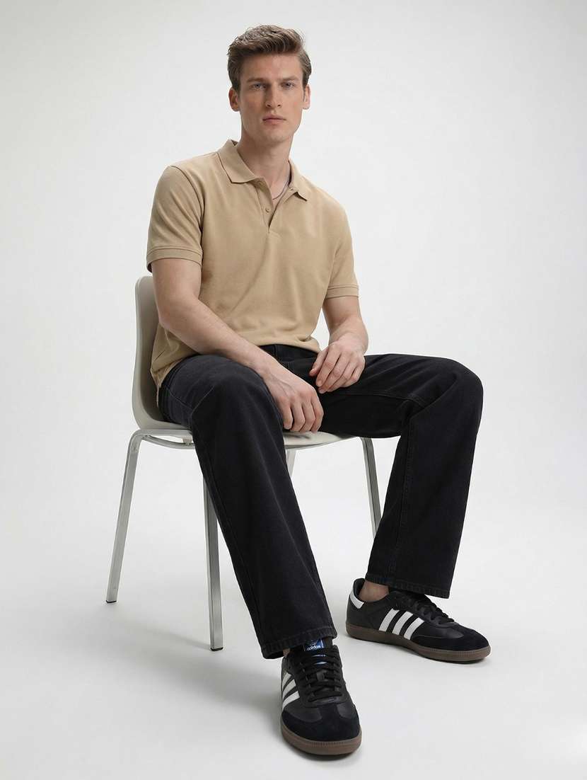 men solid short sleeve regular fit polo t-shirt