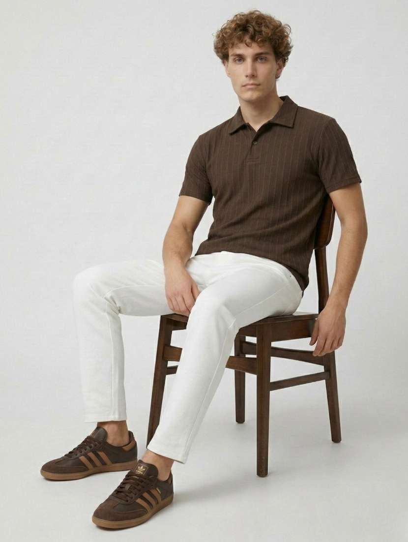 men self design short sleeve regular fit polo t-shirt
