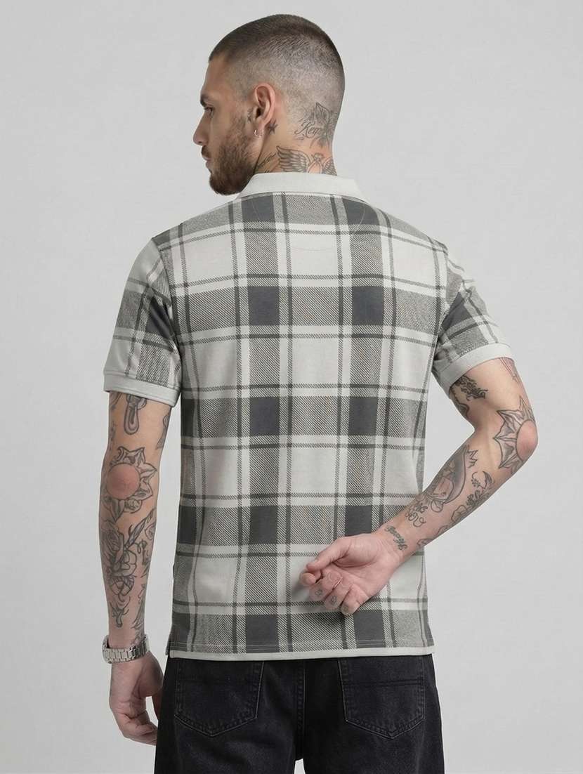 men checkered short sleeve regular fit polo t-shirt - 22460589 -  Standard Image - 3