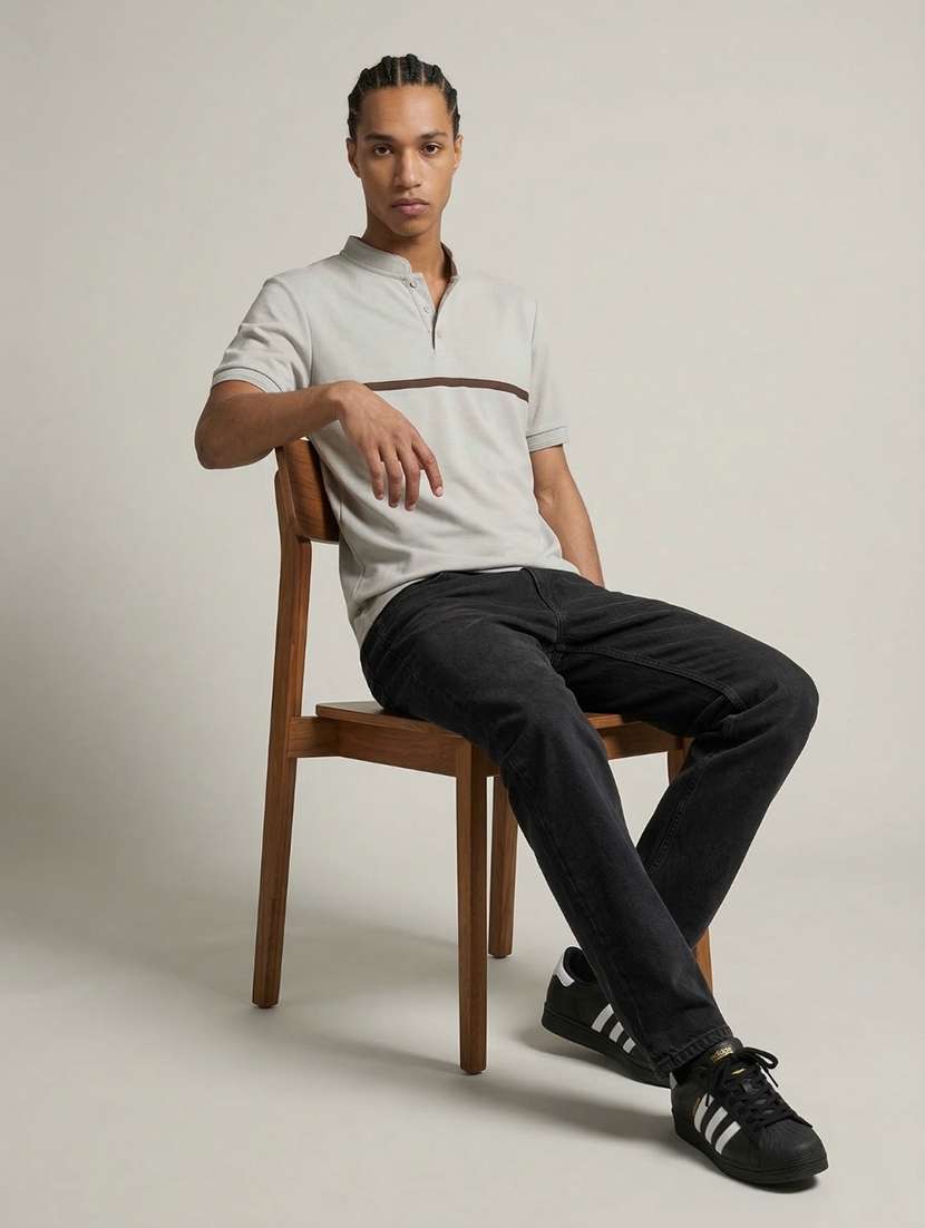 men solid short sleeve regular fit t-shirt