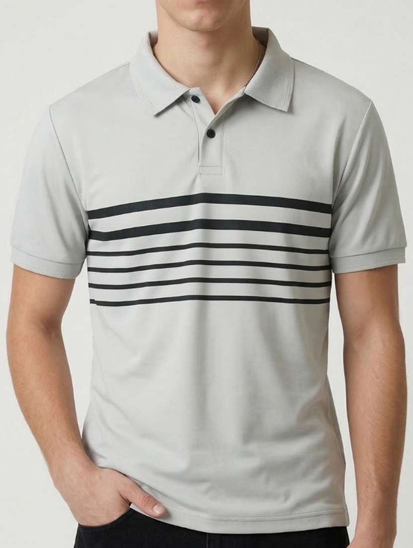 men striped short sleeve regular fit polo t-shirt - 22460611 -  Standard Image - 3