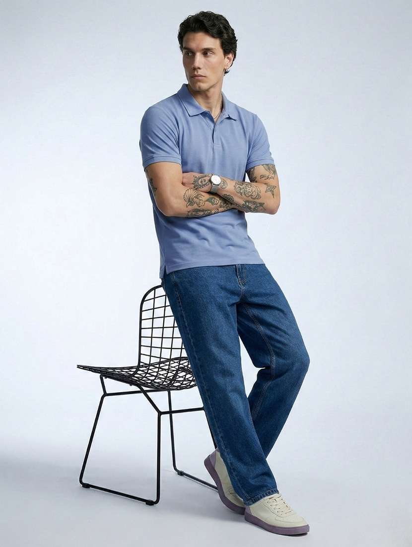 men solid short sleeve regular fit polo t-shirt