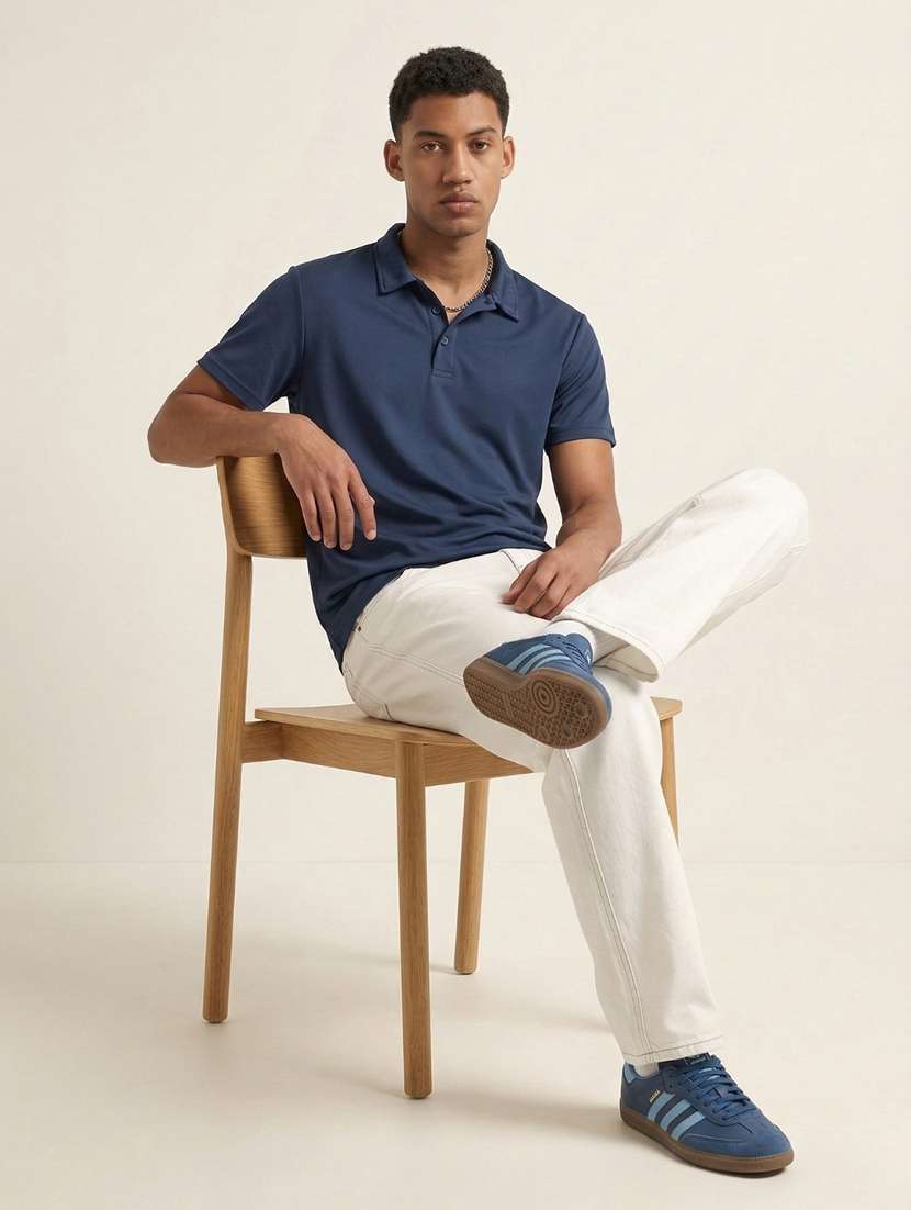 men solid short sleeve regular fit polo t-shirt